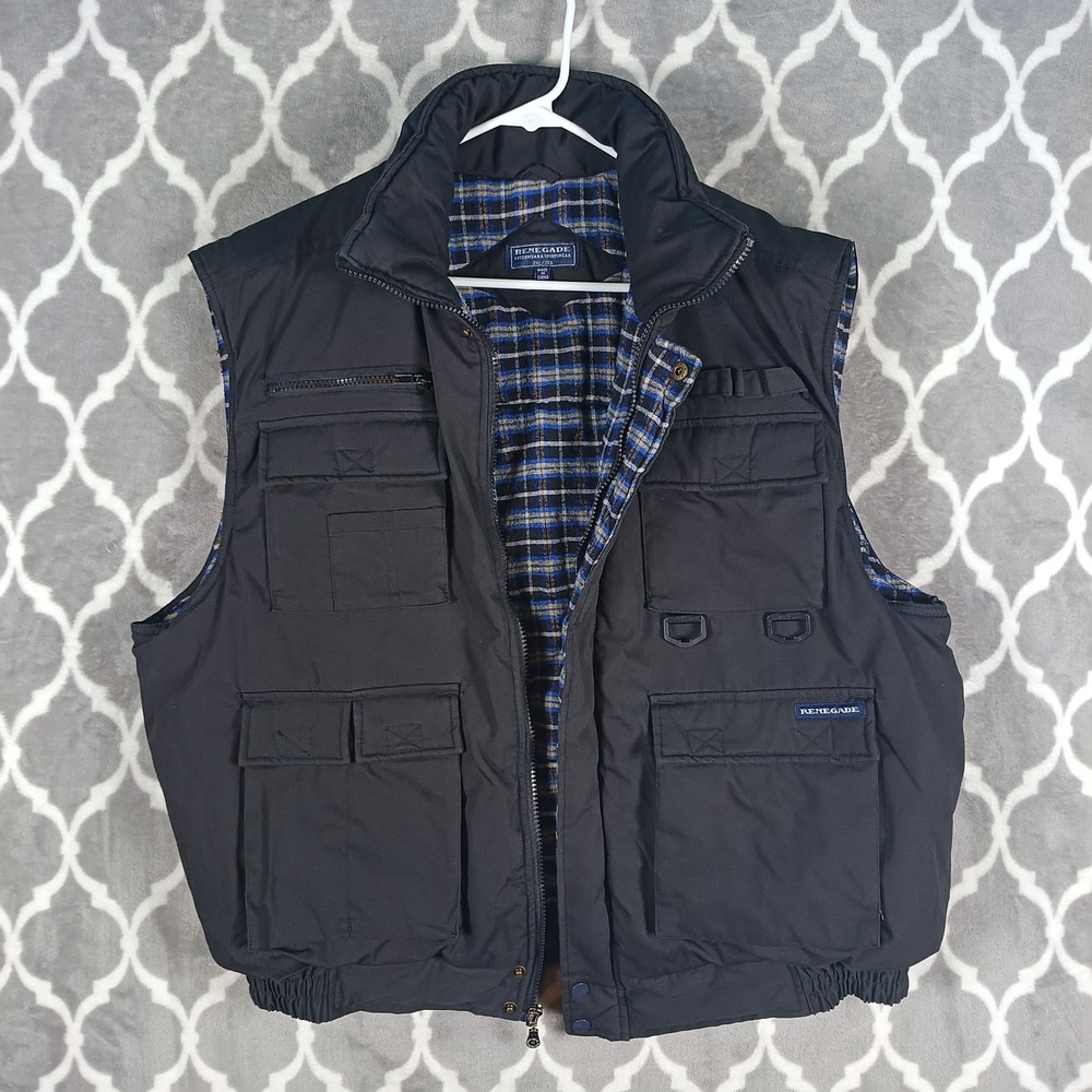 Renegade Utility Vest Men 2XL Black Insulated Cargo Multi Pocket Gorpcore Cargo
